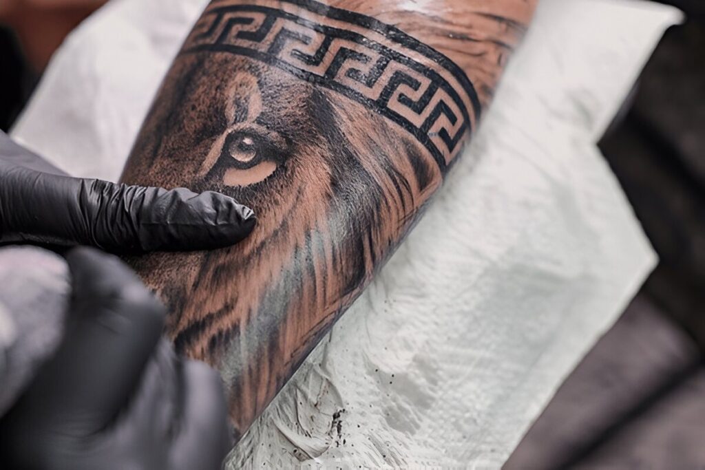 Hyper-Realistic Lion Tattoo in angel tattoo studio in dubai